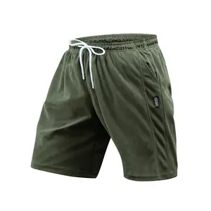 Elite Corduroy Core Mens Timeless Casual Shorts with Minimalist Woven Label Emblem and Soft Textured Fabric for Casual Social Gatherings and Post-Work Relaxation