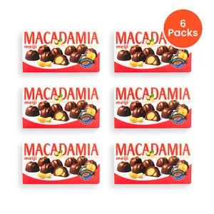 Meiji Macadamia Chocolates - 6 Packs (64g x 6), Japan Origin, Asian Snack, Macadamia Nut Chocolate
