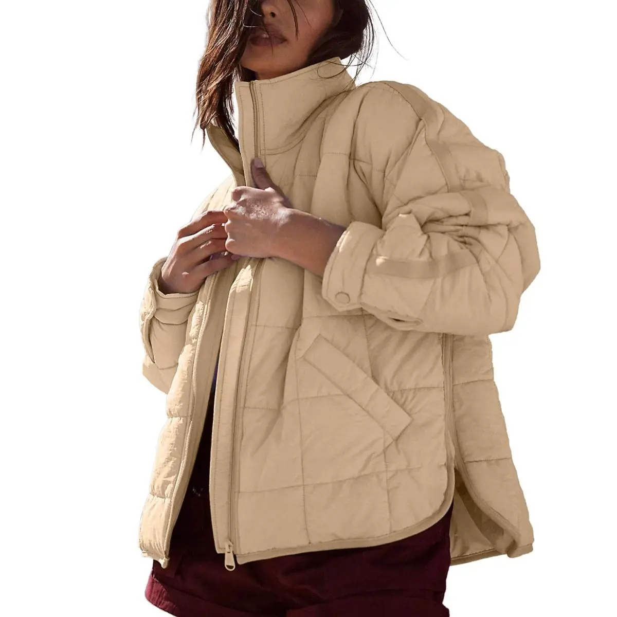 UANEO Women's Quilted Puffer Jackets Lightweight Zipper Short Padded Coat With Pockets TikTokShopBlackFriday