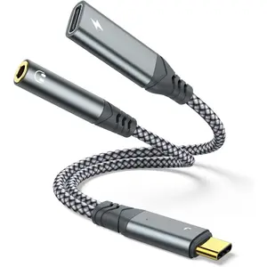 USB C to 3.5mm Headphone and Charger Adapter, 2-in-1 USB Type C to Aux Jack Dongle  with PD 60W   for  15 16 17 Pro Max Air,  Galaxy S23 S24 S25 Ultra, Note 20, iPad Pro