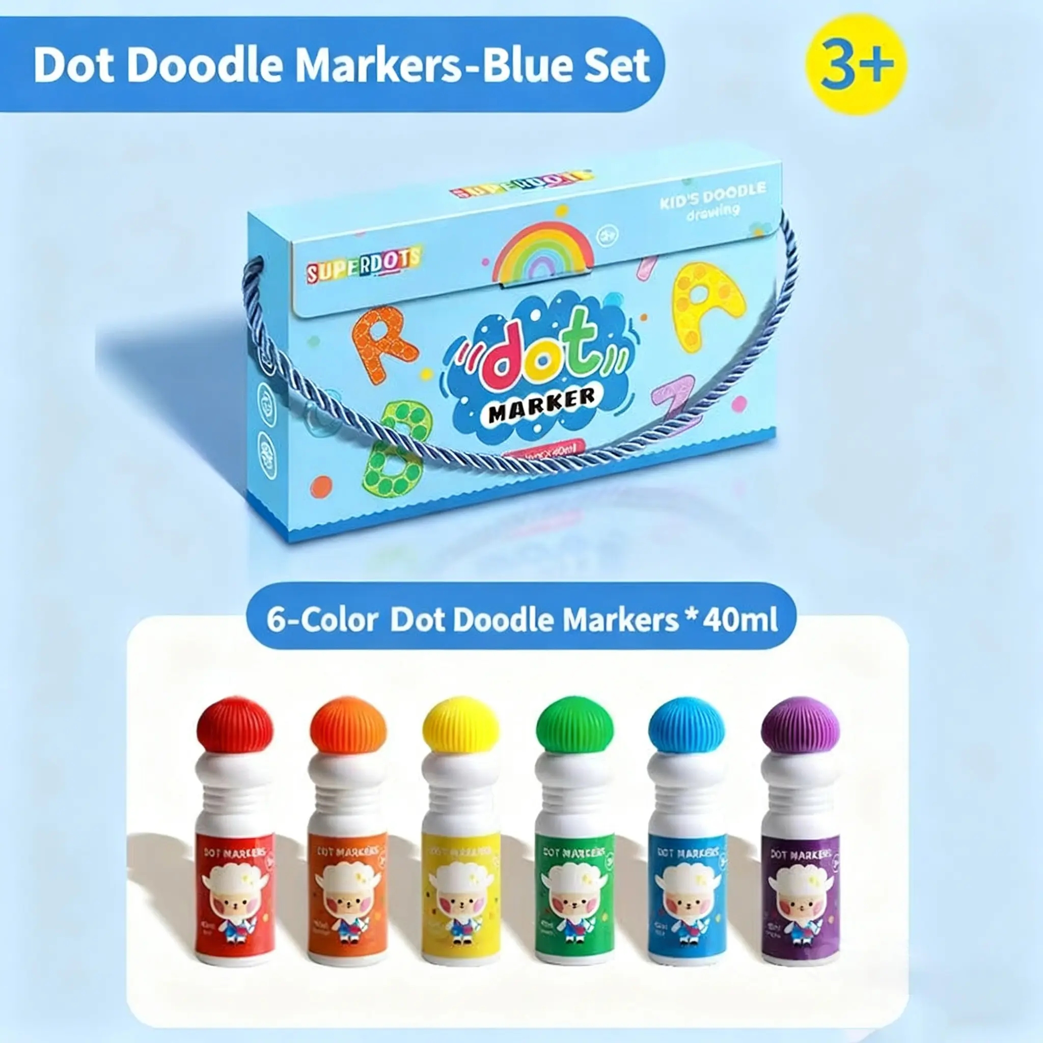 COLORARTS Fine Motor Skills Dot Markers for Toddlers 3-6 Years Old, 6-Color Doodle Set, Zero Ink Leakage, Easy Clean, Educational Toy for Preschool Activities