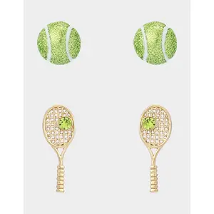 Betsey Johnson TENNIS RACQUET BALL EARRING STUDS SET