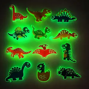 12 Piece Glow-In-The-Dark Dinosaur Shoe Charms, DIY PVC Accessories, Cute Customizable Shoe Decorations for All Seasons Footwear