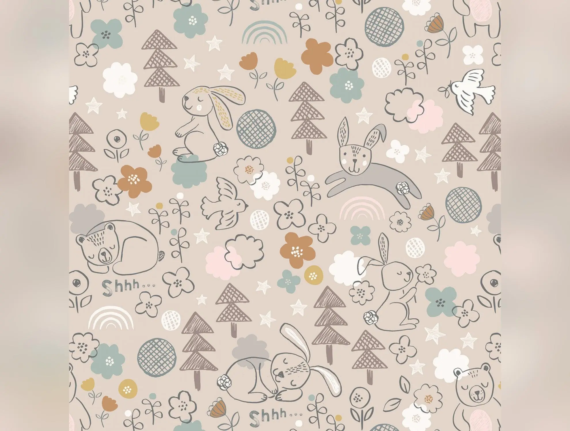 Bella Bunny & Bear | Bella & Bear on Natural by Lewis & Irene | A645.3