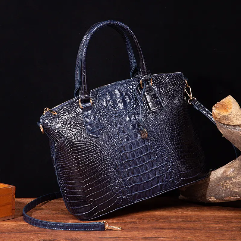 Handheld Crossbody Vintage Women's Bag with Multi-color Crocodile Pattern Brahmin