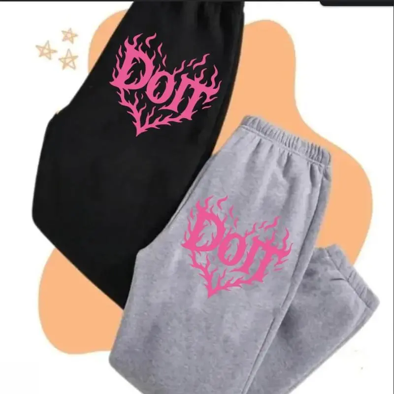 SKKZ Doit Sweatpants, Streetwear Casual Pants, Unisex Jogger, Trendy Lounge Wear, Graphic Heart Print, Comfortable Elastic Waist, Cotton Graphic Casual Sweatpants