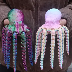 Large Octopus Statue, 3D Printed Decorative Figurine, Jointed Arms, Movable, 15cm/5.91inch Size, Perfect for Home & Party Decoration