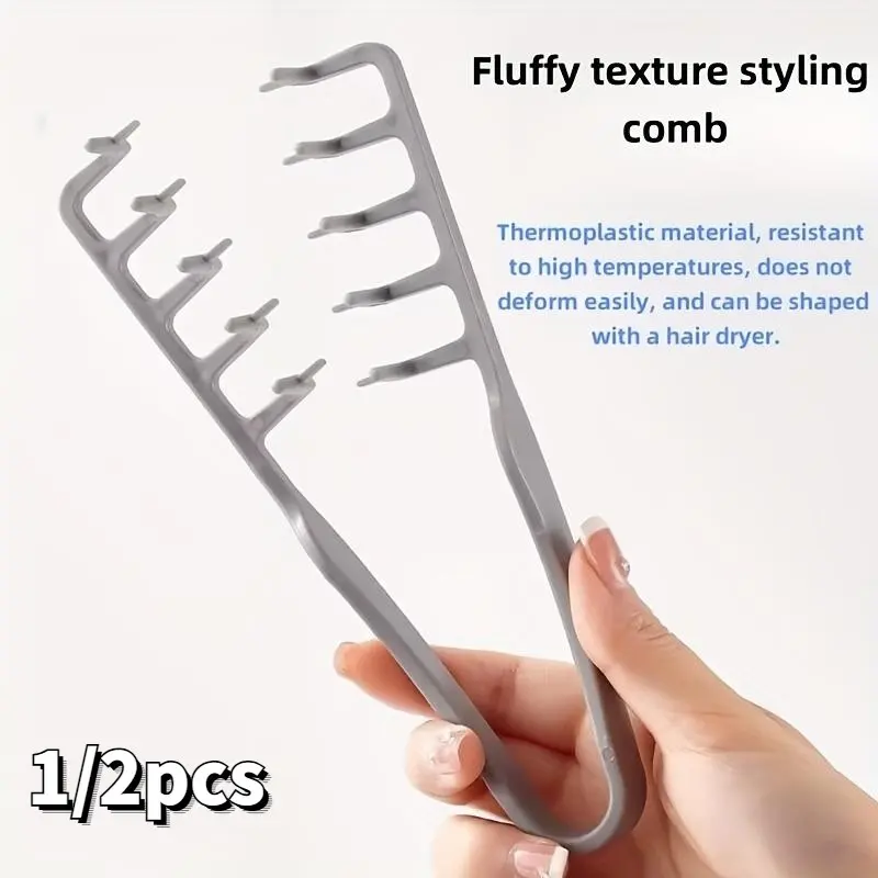 1/2pcs Puff Texture Styling Comb Natural Curl Perm Tool Root Volume Cover Hair Gap Beauty Brush, Hair Care Accessory, Easy Use, Volumizing Brush, Wide Tooth Comb, Volumizer Brush, Hair Styling Tools