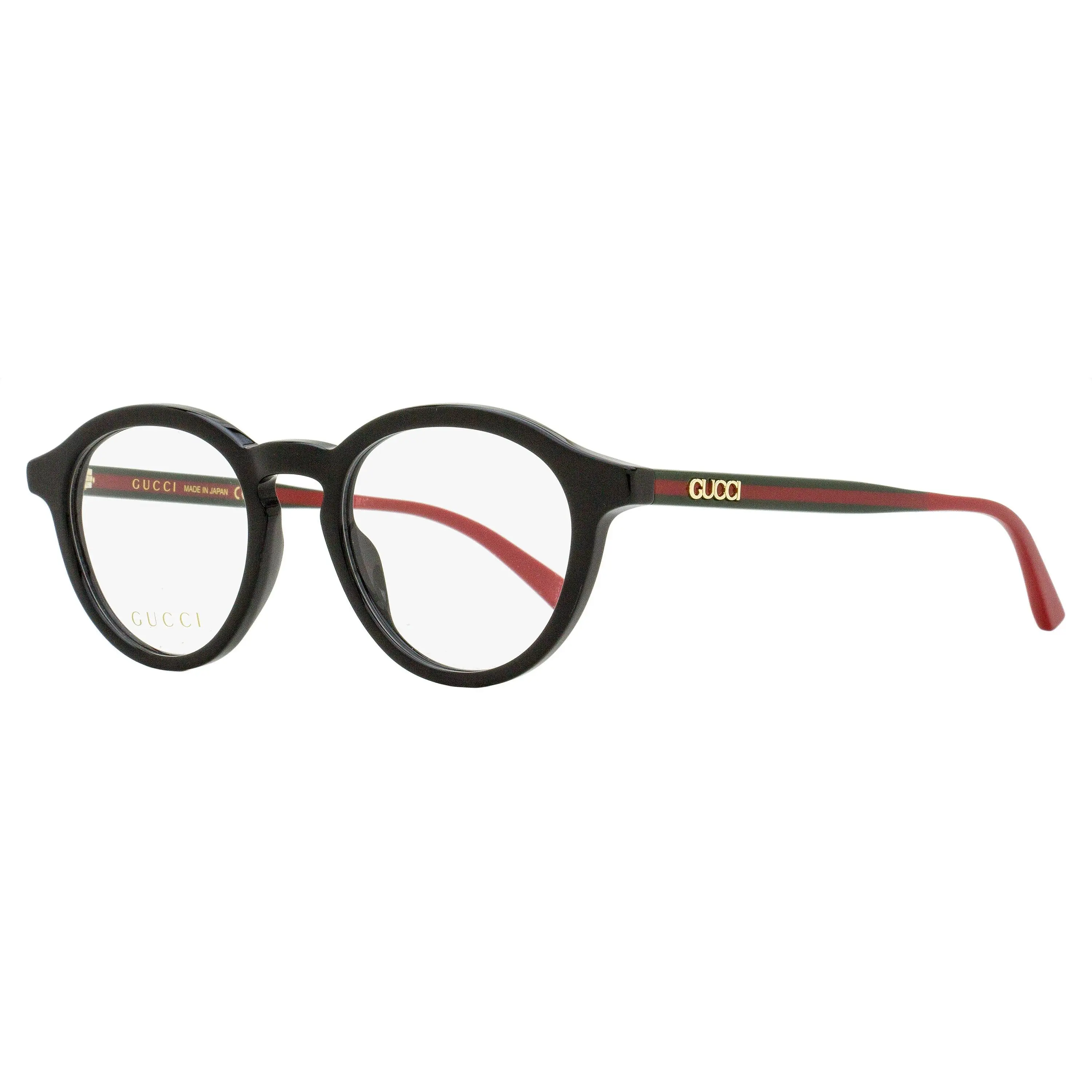 Gucci Men's GG1871O 001 Pantos Fashion Frame Eyeglasses, 49mm Black - Keyhole Bridge with Web Stripe & Block Logo Temple, Optical Eyewear, Stylish Glasses