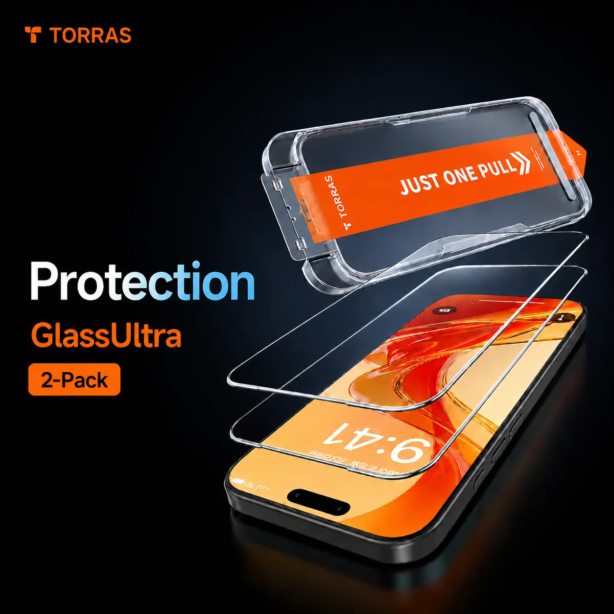 TORRAS 2-Pack UltraGlass Screen Protector for iPhone-[12Ft Military-Grade Shatterproof] [9H+ Aerospace Tempered Glass] [Ultra-Smooth Touch] [Privacy Protection] -for iPhone 17/16 Series