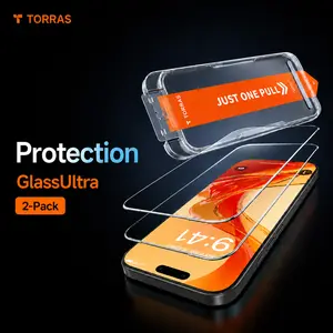 【 1-Year Free Replacement】TORRAS GlassUltra Screen Protector for iPhone 17 Series, Drop-Tested HD Clear Glass, Anti-Scratch, Easy Install, 2-Pack, 1-Year Free Replacement