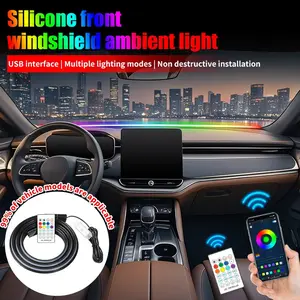 Car Windshield Decor LED Interior Atmosphere Light 1.5M/1.4M, USB Plug and Play RGB with Remote Control and APP Control for Car Interior Decoration