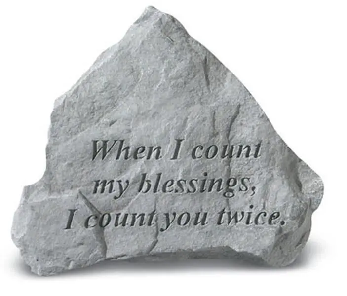 Kay Berry Inc. 72820 Decorative Stone Weatherproof Outdoor Wall-Mount Memorial Plaque, 6x2 in, Engraved Text "When I Count My Blessings I Count You Twice", Hangar Back Home Decor Garden Gift