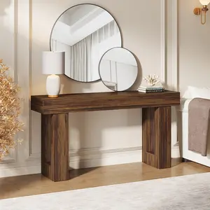 Tribesigns 63-Inch Long Console Table French Country Style Wooden Rectangular Sofa Table for Living Room & Entryway Natural Finish Modern Farmhouse Decor