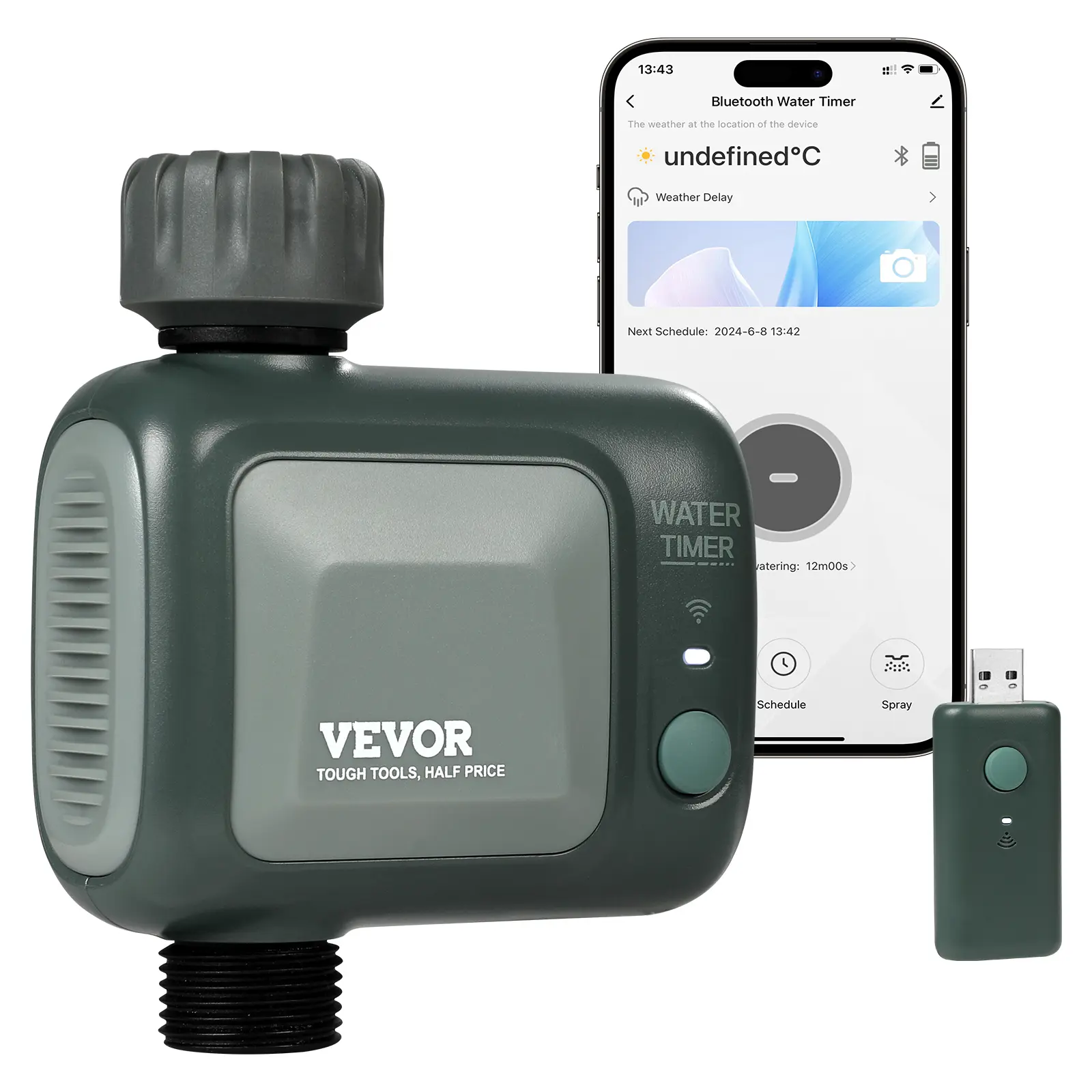 【DealsForYouDays】VEVOR WiFi Sprinkler Timer Single OutletSmart Hose Faucet Water Timer with Brass InletAPP Control via 2.4Ghz WiFi or BluetoothVoice Control with Alexa Google AssistantIPX6 for Yard Watering