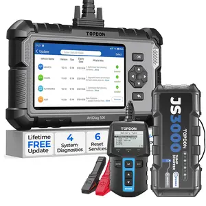TOPDON AD500 OBD2 Scanner Car Code Reader Scan Tool with Free JS3000 12V 3000A Battery Booster Jump Starter and TOPDON BT100 Car Battery Tester