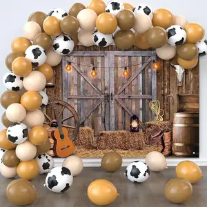 Western Party Decorations Includes 50Pcs Cowboy Balloons And 1Pcs Western Backdrop Cowboy Birthday Party Decorations Banner And Balloons Arch Rodeo Country Cow Decor