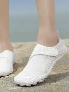 Simple Velcro Water Shoes Outdoor Beach Swim Surfing Wading Shoes, Anti-Slip Breathable Quick-Dry Mesh Rubber Sole, Water Aqua Shoes