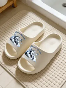 Women's Cartoon Print Slippers, Eva Sole, Medium Width, Non-Slip, Comfortable Home Shoes, Ideal for Bathroom & Indoor Use