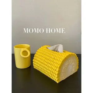 Corn Tissue Box Holder, Unique Corn-Shaped Eco-Friendly Durable Plastic Home & Bathroom Decor for Living Room, Dining Table