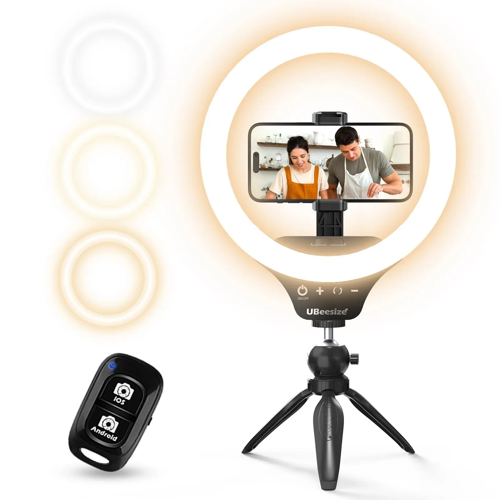 UBeesize 10" Selfie Ring Light with Bluetooth Tripod & Phone Holder Dimmable LED Light for Makeup TikTok YouTube Live Streaming Compatible with iPhone & Android