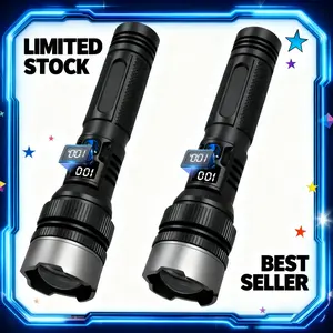 2pcs (Buy 1 Get 1 Free) 2-in-1 Ergonomic High Lumen Portable Flashlights Power Bank - Digital Power Readout Rechargeable Zoomable Adjustable Brightness - Viral Essential Duo for Outdoor Adventures Camping Emergency Night Trips