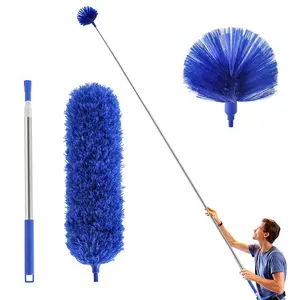 Cobweb Duster with Extension Pole, Washable Cleaning Duster Kit with 2 Heads, Telescoping Pole for Ceiling Fan, Corner Brush Included, Household Cleaning Tool, Home Cleaning Products, Duster Set