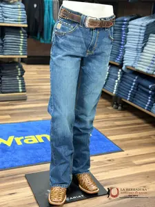 Cinch Jean Carter Relaxed Mid Rise Bootcut Washed Blue MB96134001 Menswear Denim Trouser with Pocket Plain Beige