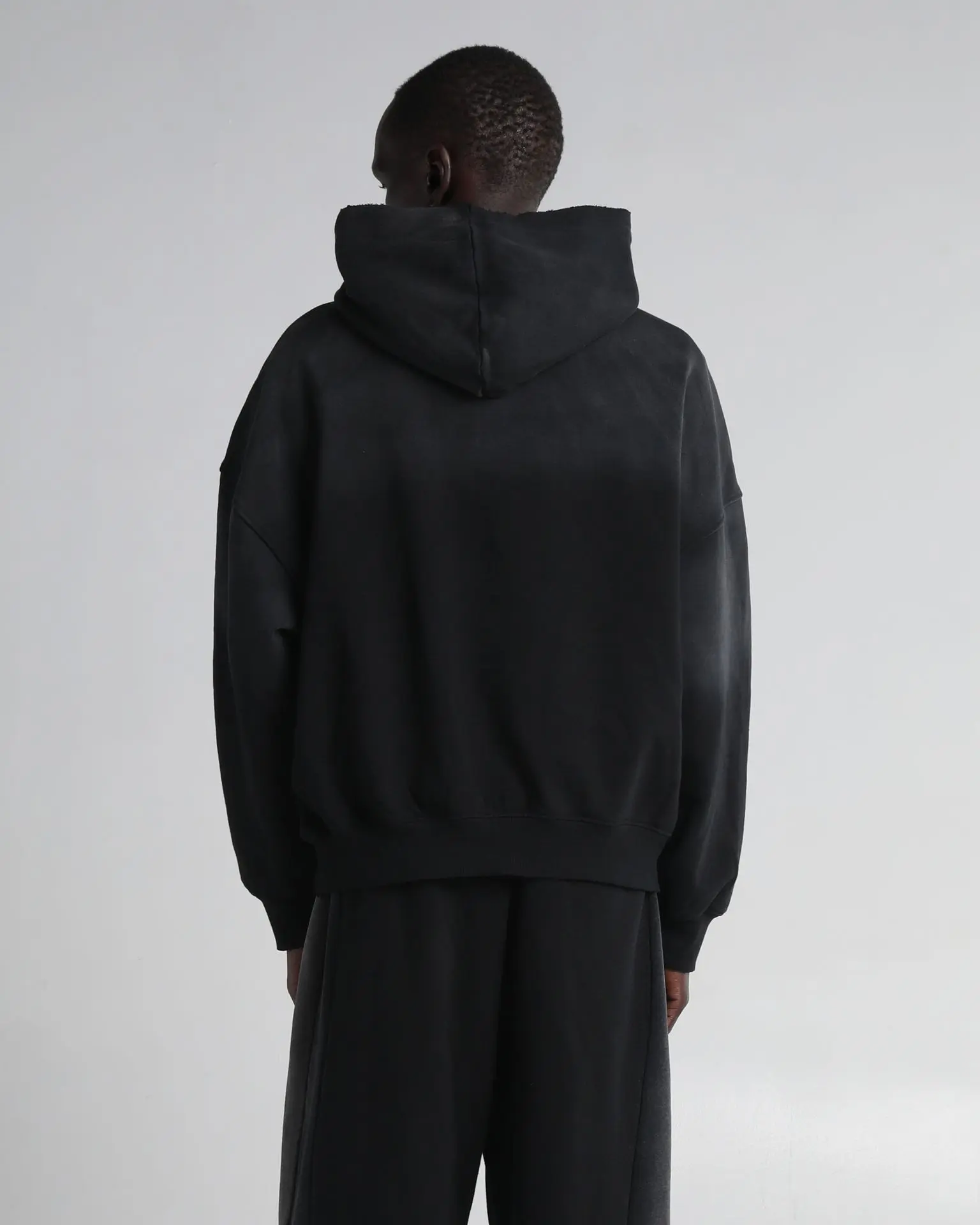 Garment Dye Distressed Drop Shoulder Hoodie