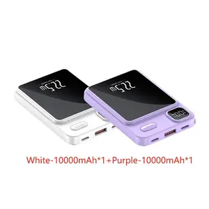 Magnetic Mini 10000mAh Wireless Fast Charging Power Bank, Portable LED Digital Display Mobile Power Bank, Suitable for Outdoor Travel and Emergency Backup Mobile Power