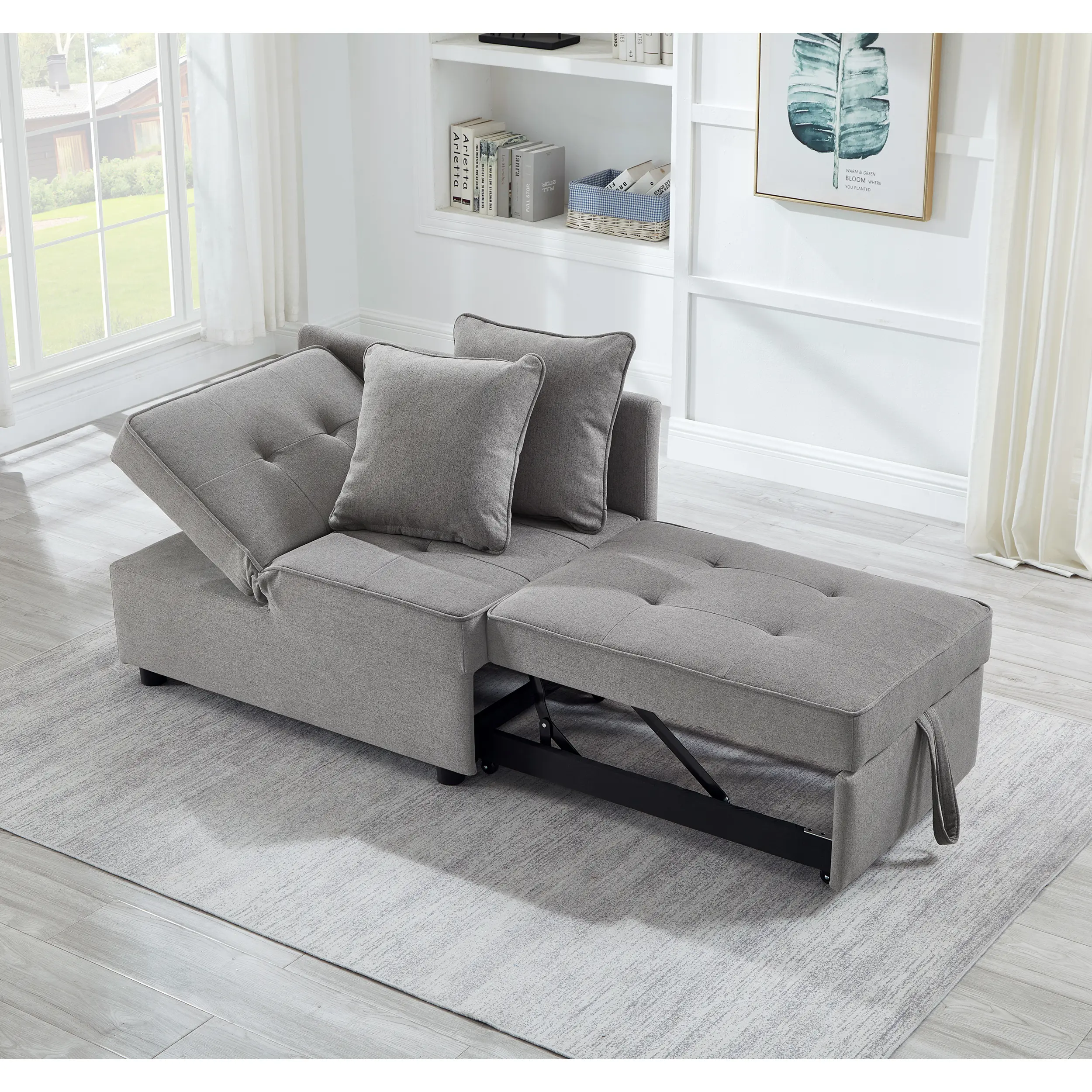 Chair Bed 4 in 1 Convertible Recliner Couch Sleeper Sofa Bed w/Sturdy Wood Frame for Living Room, Bedroom, Small Space Polyester Upholstery