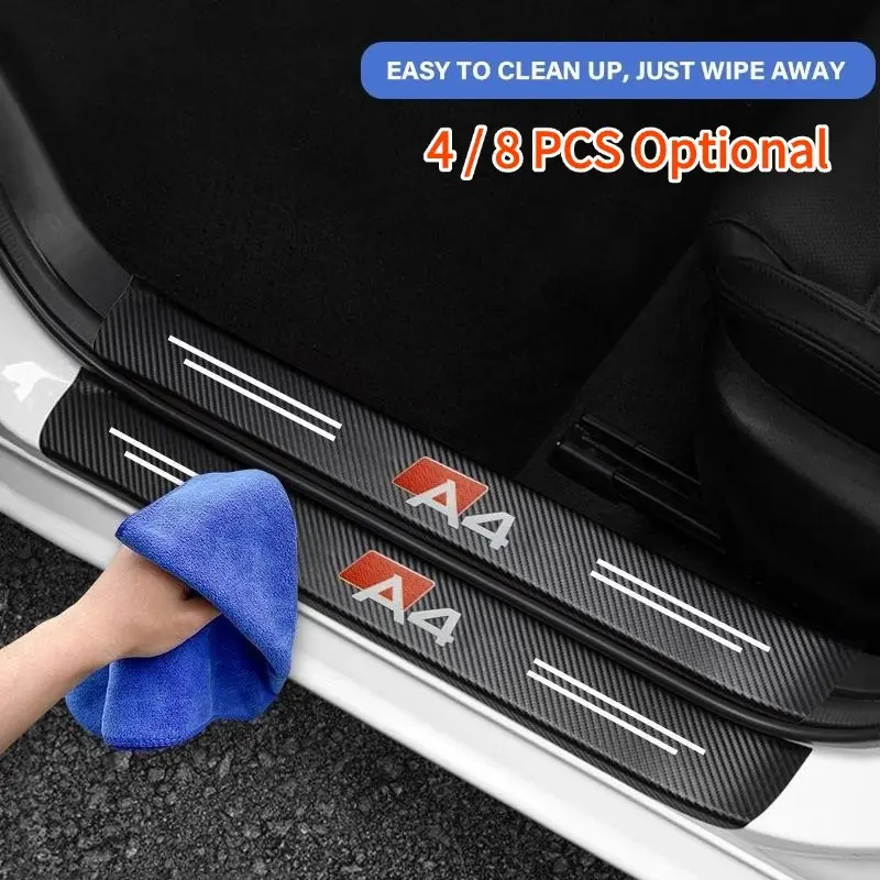 4pcs/8pcs Audi Car Door Sill Protector Strips, Anti-Scratch Wear Resistant, Fits Audi A4 Models, Exterior Decoration Accessories Vehicle