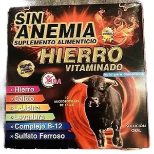 Sin Anemia Hierro Dietary Supplement - 10 Single Doses of 15 mL for Healthcare and Edible Fitness - Vitamin