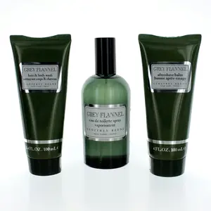 Grey Flannel 3 Piece Gift Set for Men, Scented Body Care Collection with a Woody & Lemon Aroma - Includes Eau De Toilette, Body Wash Cleanser & After Shave Balm
