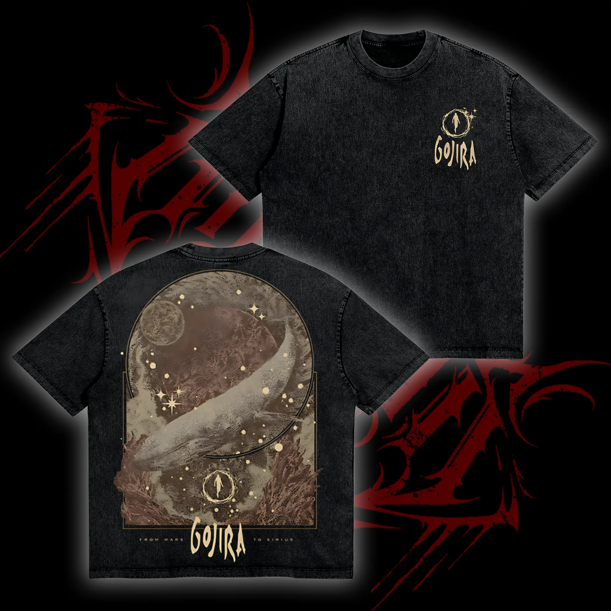 Retro Limited Gojira "FMTS Golden" Album Oversized Wash Tee, Heavy Progressive Metal Band Rock Tour, Heavy Metal Band Merch Trending 90s Graphic Tee, Unisex Oversize Rock Band Washed Heavyweight Cotton T-shirt, Gift For Rock Music Lovers