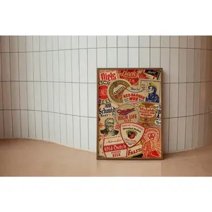 Vintage Beer Brands Poster, Retro Brewery Art Print, Beer Wall Art, Bar Decor, Pub Wall Art, Printable Beer Art