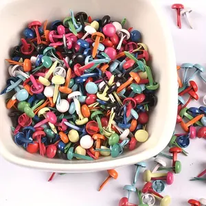 100 Mini Brand Assorted Colors Iron Fasteners, 0.2 Inch X 0.39 Inch Round Head, for Scrapbooks, Greeting Cards, DIY Crafts, Paper Projects, Scrapbook Materials