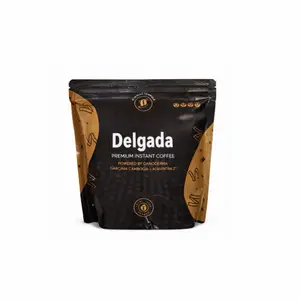 Premium Delgada Bold Dark Roast Instant Coffee Beverage, 1 Bag (28 Sachets) - GMO Free, 9% Brazil Arabica Coffee