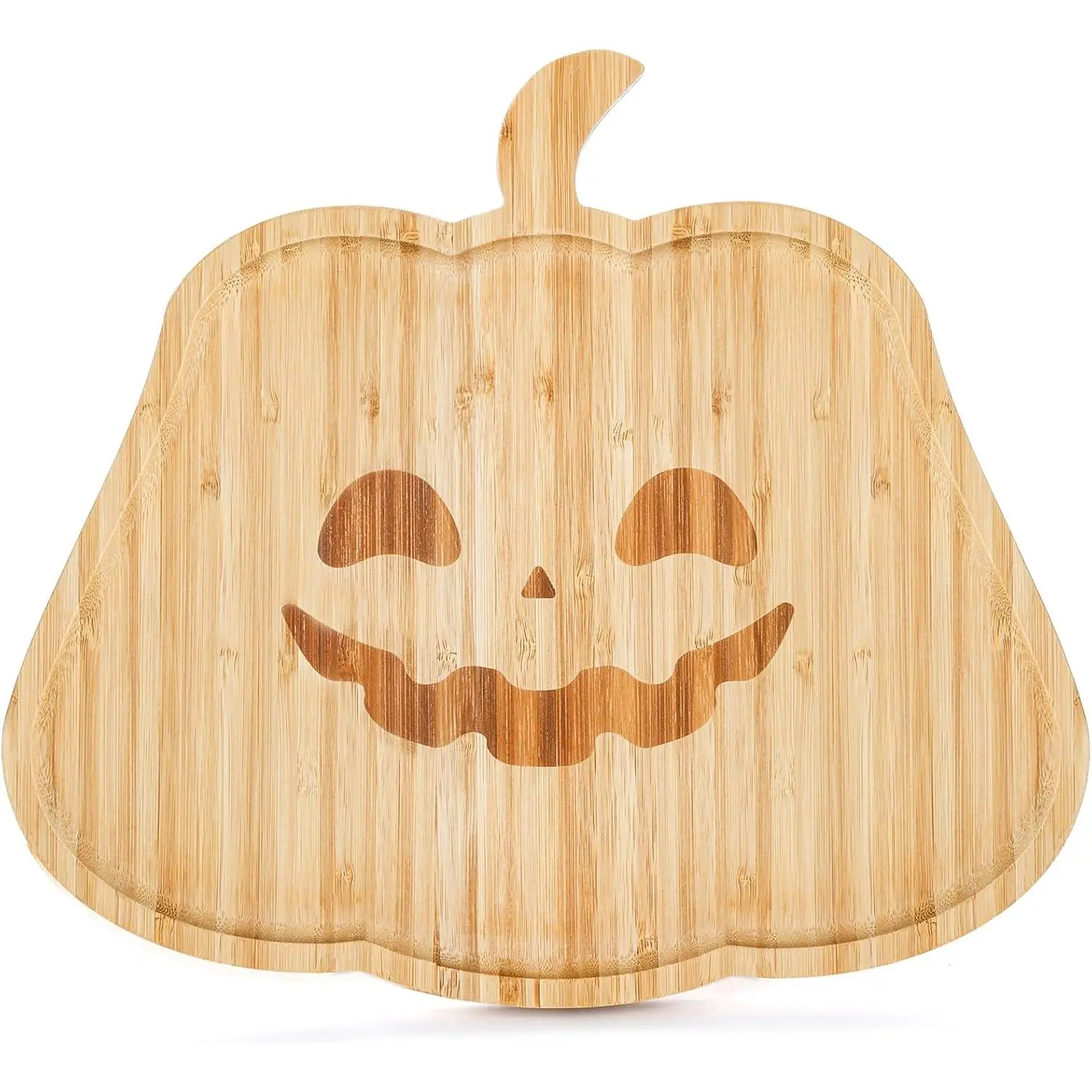 Hiceeden 13 inch Halloween Charcuterie Board Cutting Board, Bamboo Pumpkin Cheese Board Serving Platter with Handle, Halloween Serving Tray Dinnerware for Party, Housewarming Gift