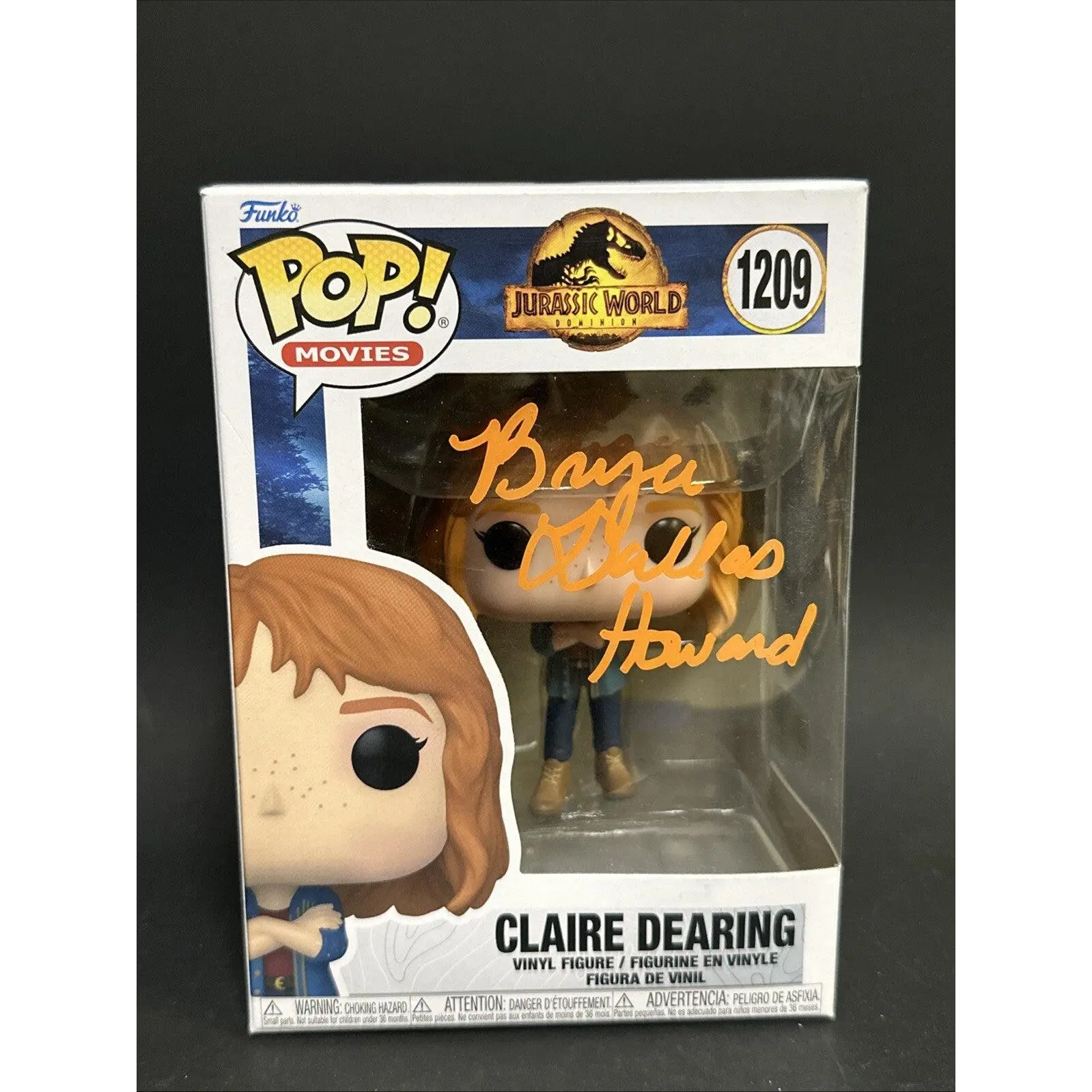 Bryce Dallas Howard Signed Jurassic Park Vinyl Action Figure Funko Pop Claire #1209, Auto with SWAU COA