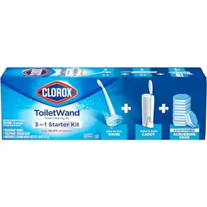 Clorox Toilet Wand Toilet Cleaning Kit, ToiletWand, Caddy and 6 Refills (Pack May Vary)