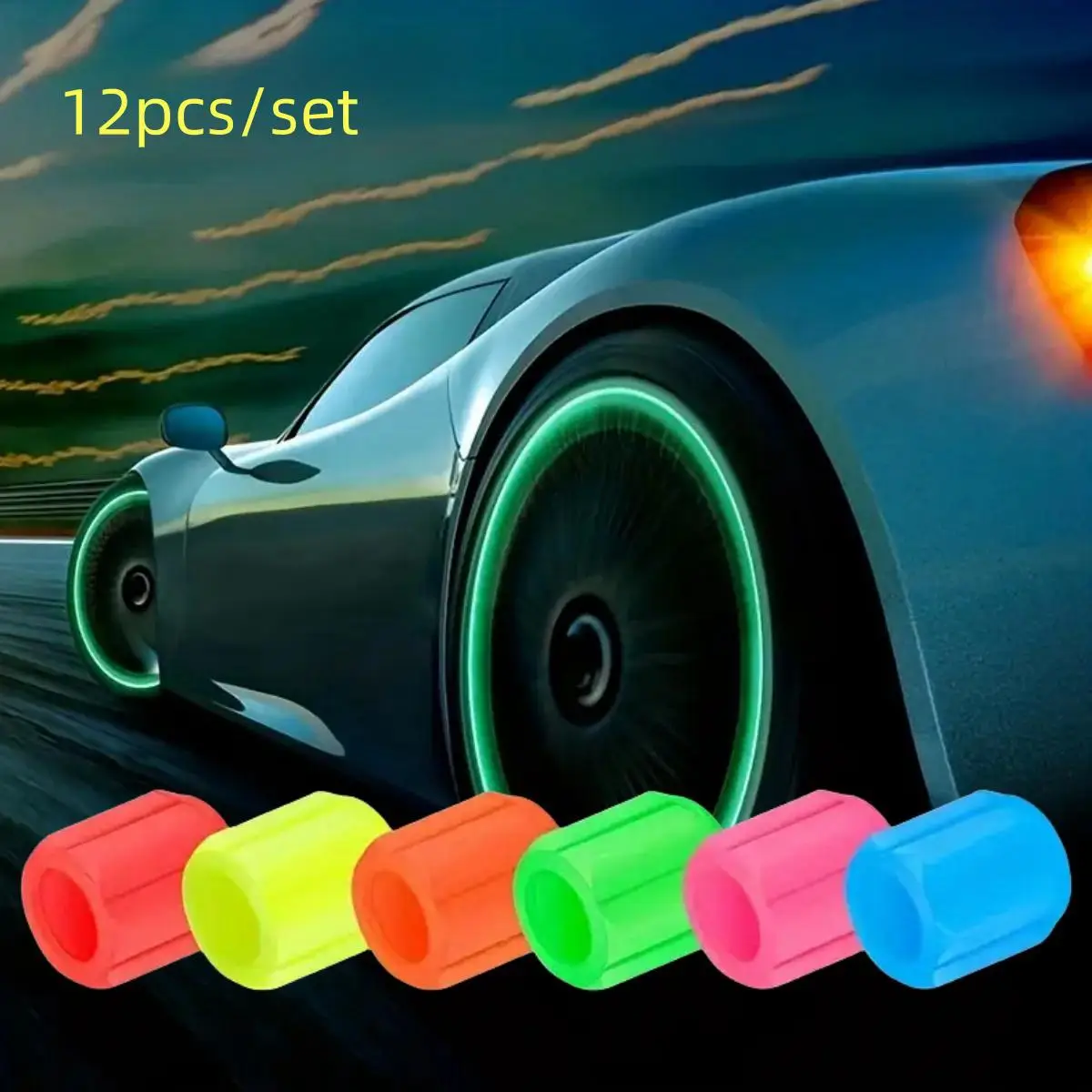 Luminous Car Tire Valve Stem Cap, Glow In The Dark Car Tire Valve Stem Cover, Universal Car Tire Accessories, Bicycle, Motorcycle