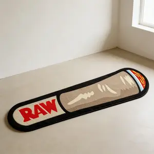 RAW Cigar Alien Carpet Brown Red Black Color Block Flocked Floor Mat Sliding Wear-resistant Durable Pad for Balcony Bedroom Street Cool Atmosphere Decorative Decor Mat Suitable for Ins Style / Retro American Home Decor Ideal