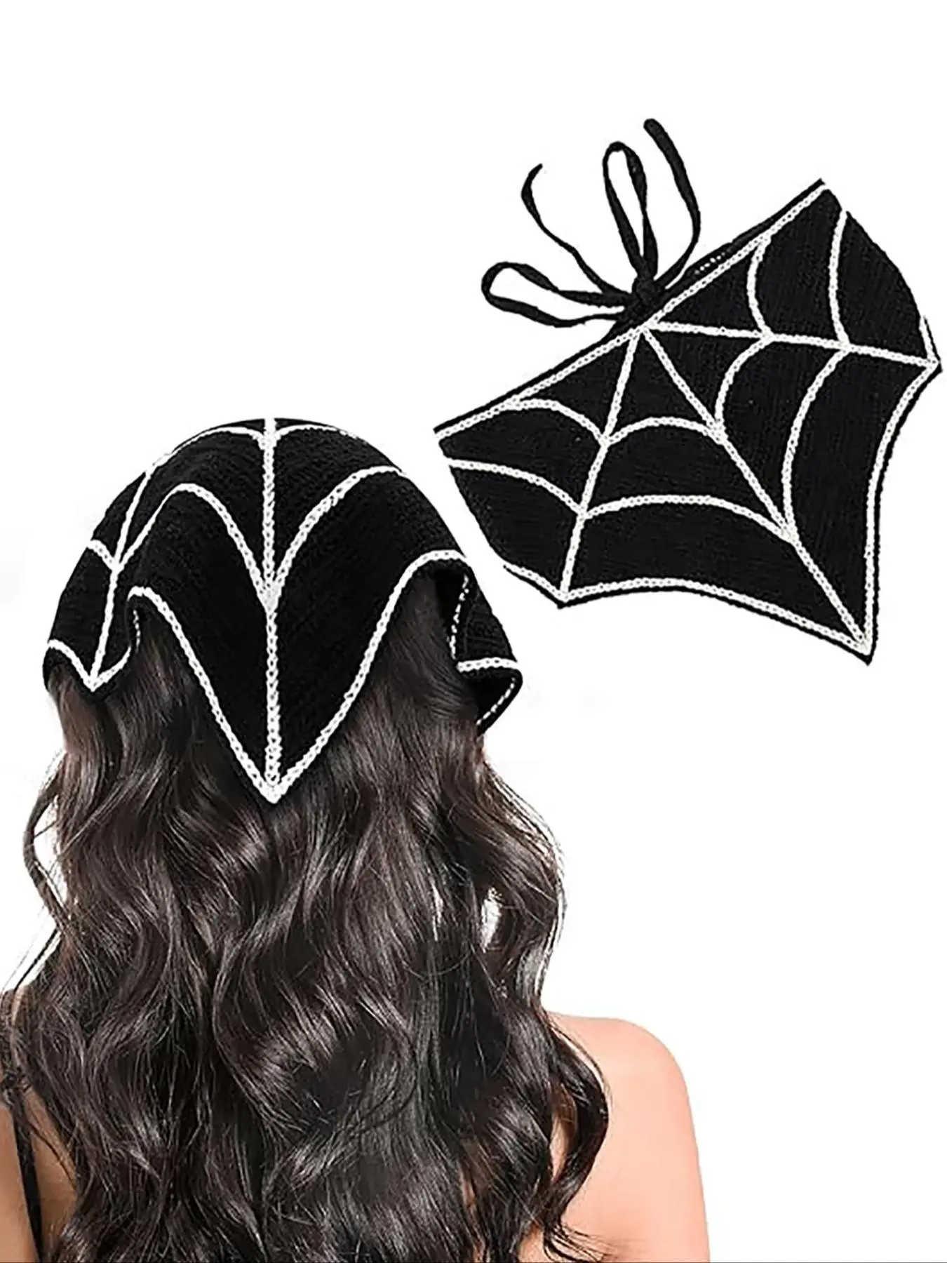 Halloween Themed Crochet Spider Web Design Hair Band & Hair Scarf, Crochet Headband, Hairband, Cute Hair Accessories for Women & Girls, Vintage Elegant Hair Band for Daily & Holiday Party Use