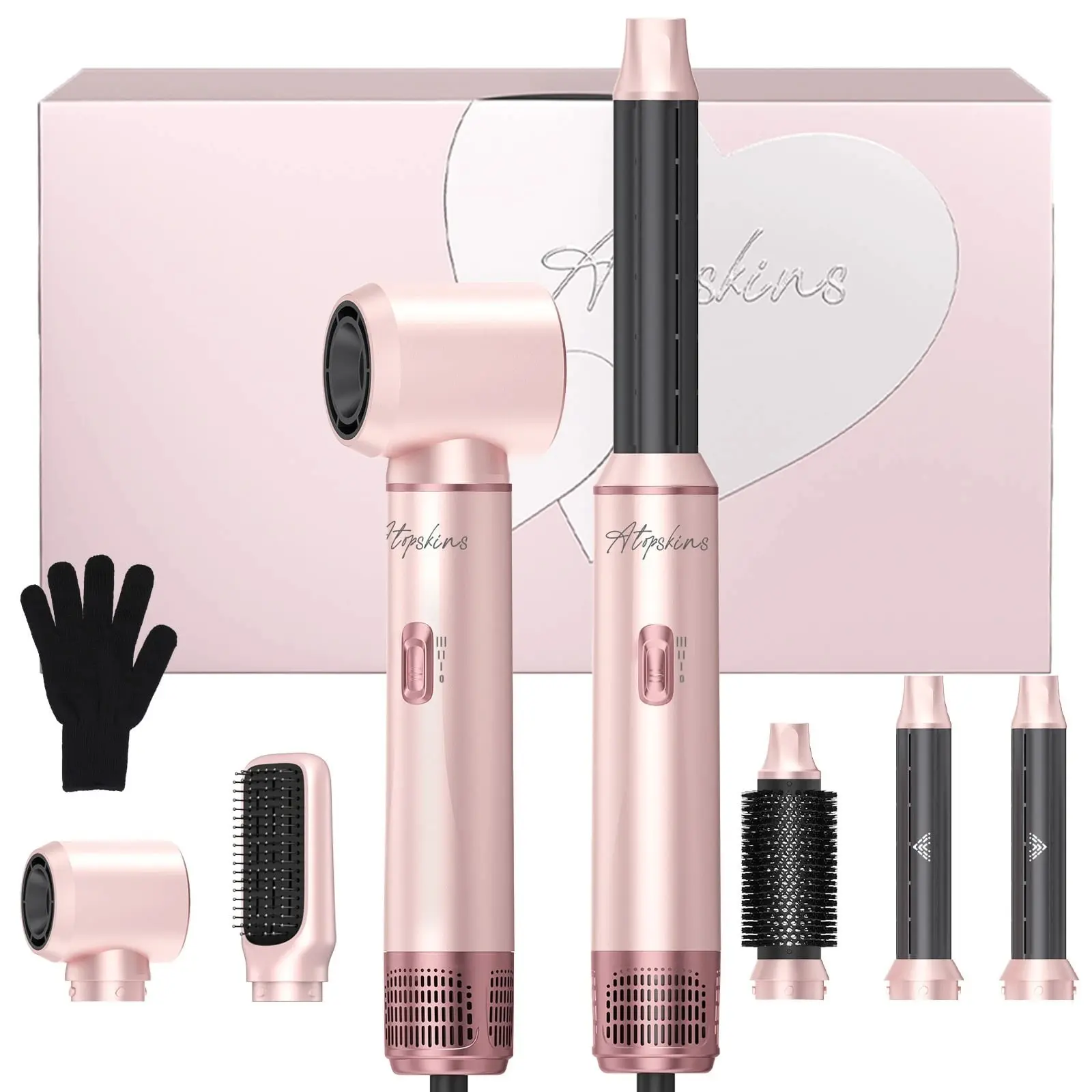 5-in-1 Hair Dryer Brush Set, Blow Dryer Hot Air Brush for Straightening, Curling, Drying and Smoothing, Multifunctional Air Styler and Curling Iron, Ideal Christmas and New Year Gift