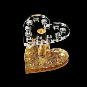 12 Holes Acrylic Gel Pen Brush Holder, Heart Shape Rest Stand Display Rack Organizer For Nail Art Pen Makeup Brush Office Home Eye Liner Tabletop Holder Storage Nail Art Tool Beauty Tool