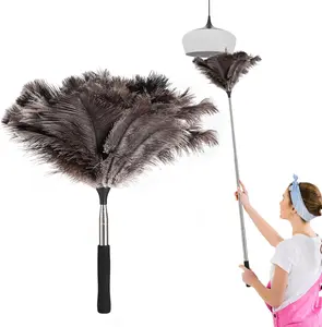 Ostrich Feather Duster with Telescoping Handle - Soft, Reusable, Extendable, Lightweight Home Cleaning Tool, Cleaning Supplies, Home Cleaning Products, Multisurface Duster for Furniture and Ceiling Fans