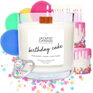 Birthday Cake Wooden Wick Ring Candle