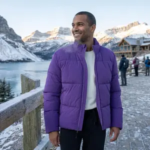 Men's Heavyweight Puffer Coat with Mock Neck - Warm Insulated Winter Jacket Available in Big & Tall Sizes, Water-Resistant Outdoor Coat for Cold Weather, Casual Style Essential Clothing