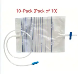 Large Capacity Urine Bag 2000ml Anti-Reflux 90cm Tube 10pcs for Home Care